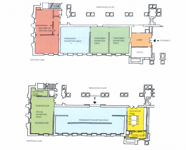 The diagrams below are existing and proposed floor plans