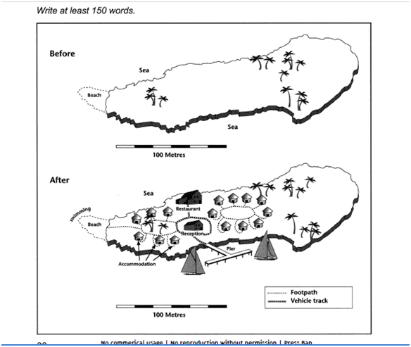 the two maps below show an island before and after the construction essay map read write